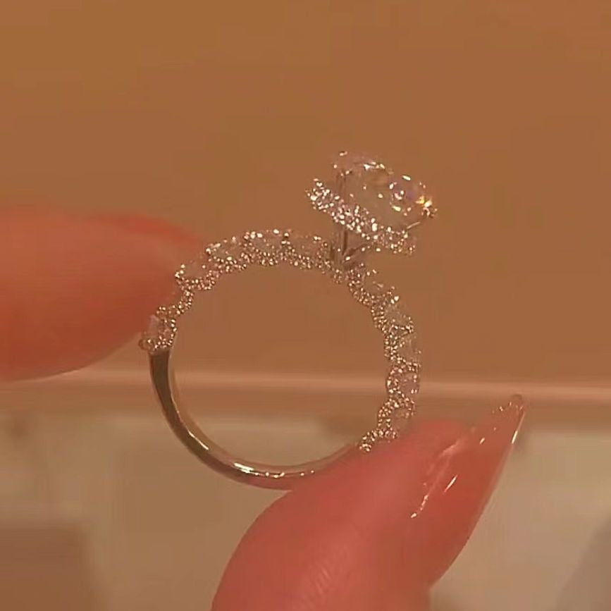 π₯925 Sterling Silver Full Star River Moissan Diamond Ring, Handmade with 266 Moissan Diamonds