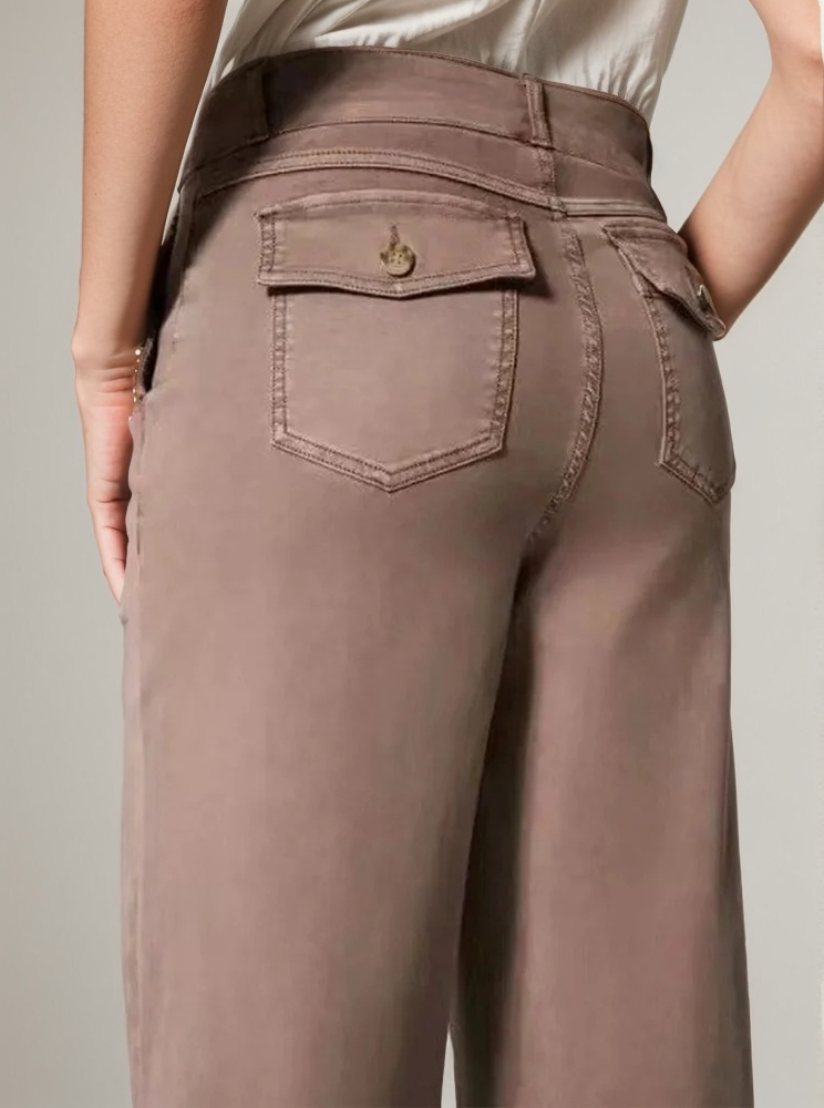Tummy Control Twill Cropped Wide Leg Pant(Buy 2 Free Shipping)