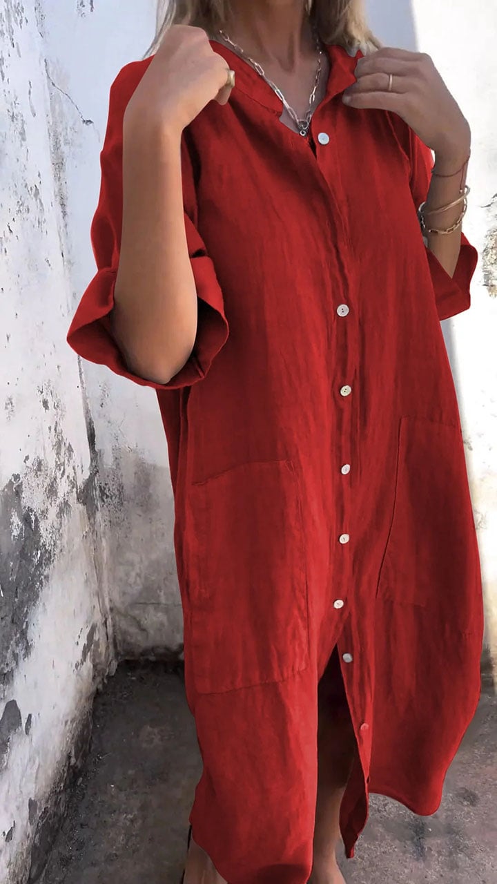 Shirt Style Casual Long Dress (Buy 2 Free Shipping)-unitmotor™