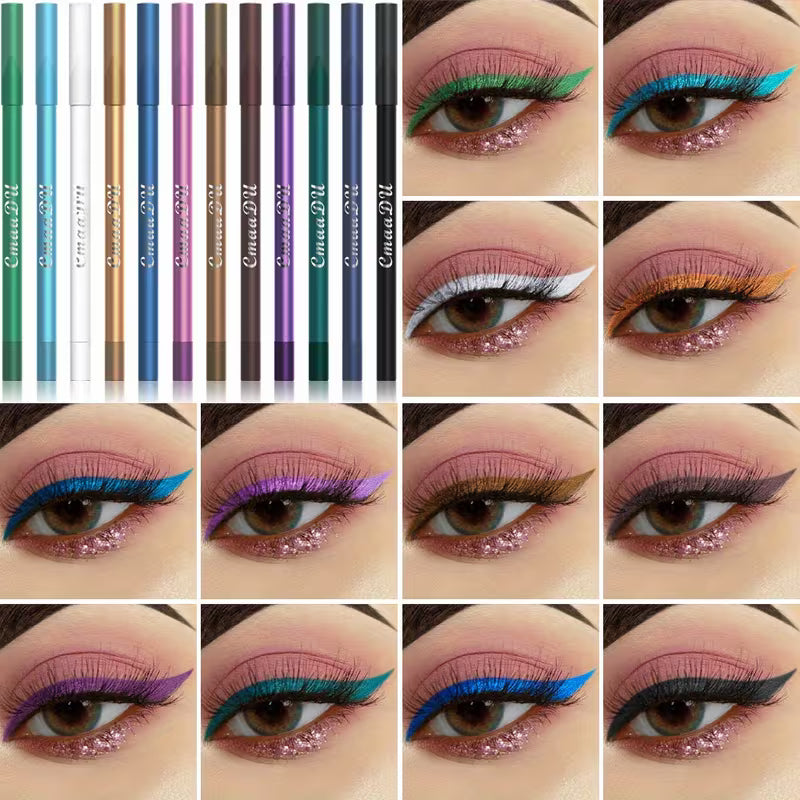 PrismGlow Eyeliner Set (12 Colors) Pearlescent Metallic Eye Definer