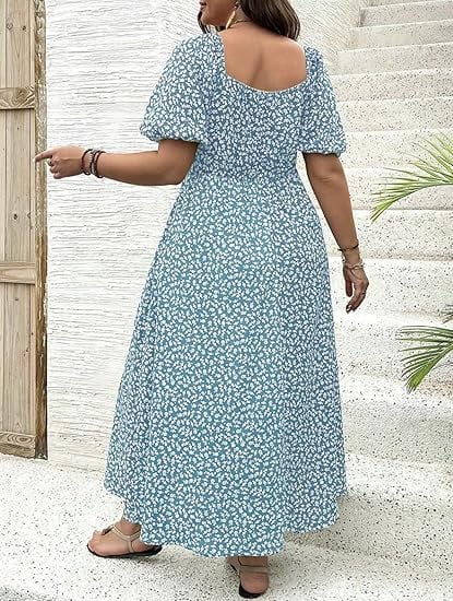 đź’—Plus Size Split Floral Print Boho Maxi Dress