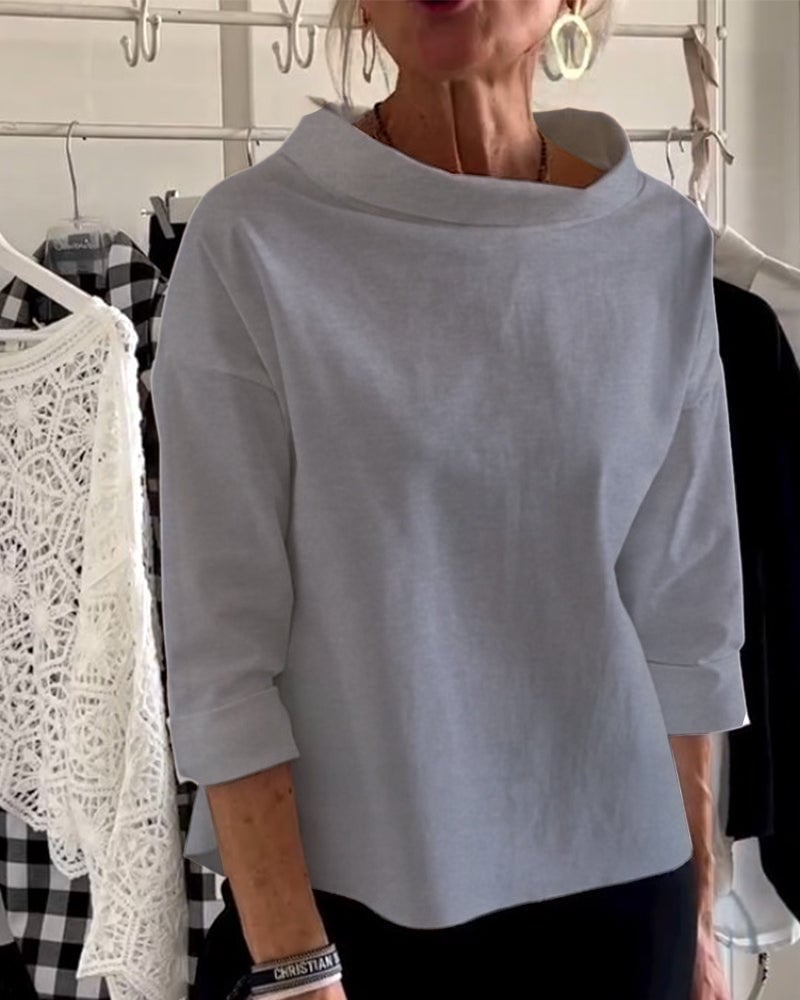 (BUY 2 FREE SHIPPING) Casual Wide Lapel Half Turtleneck Top-unitmotor™