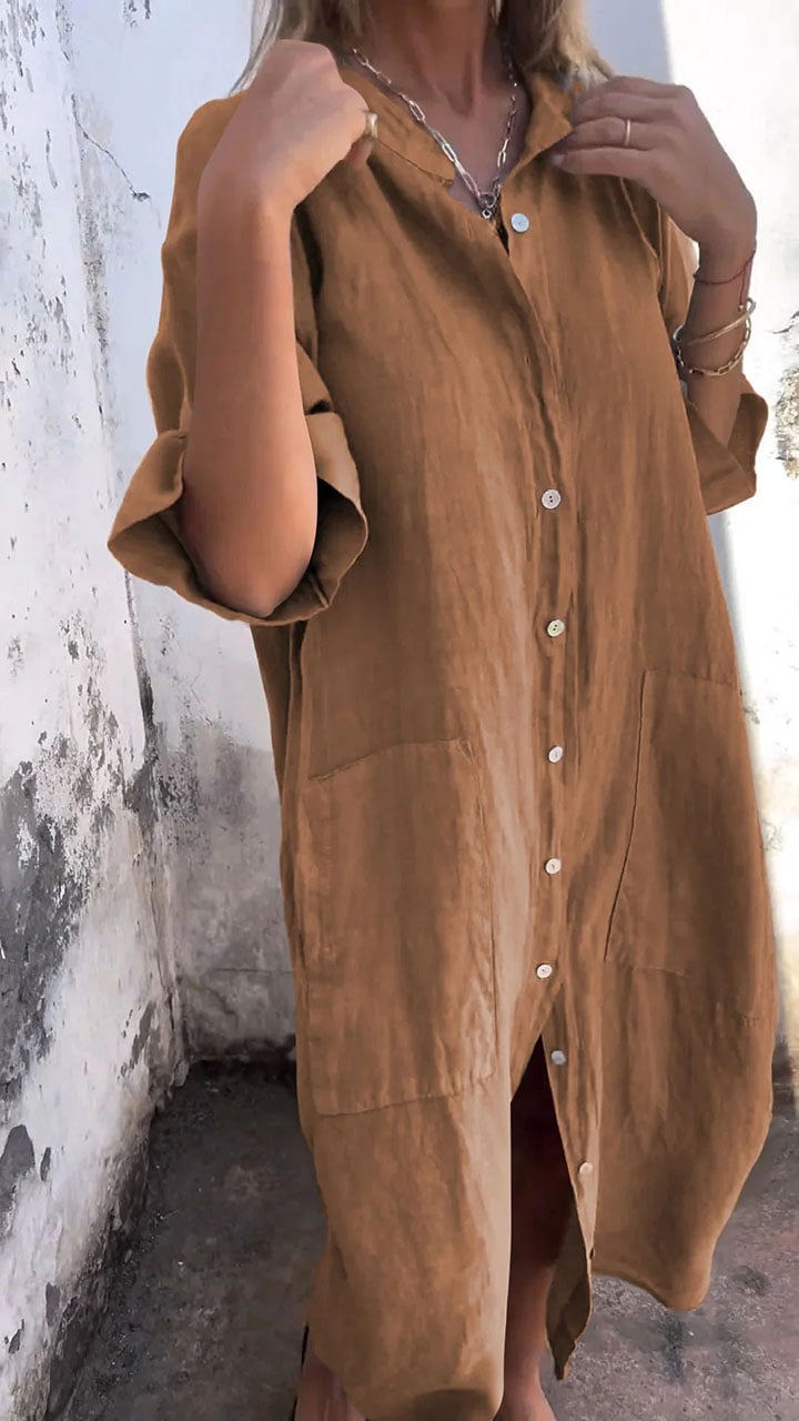 Shirt Style Casual Long Dress (Buy 2 Free Shipping)-unitmotor™