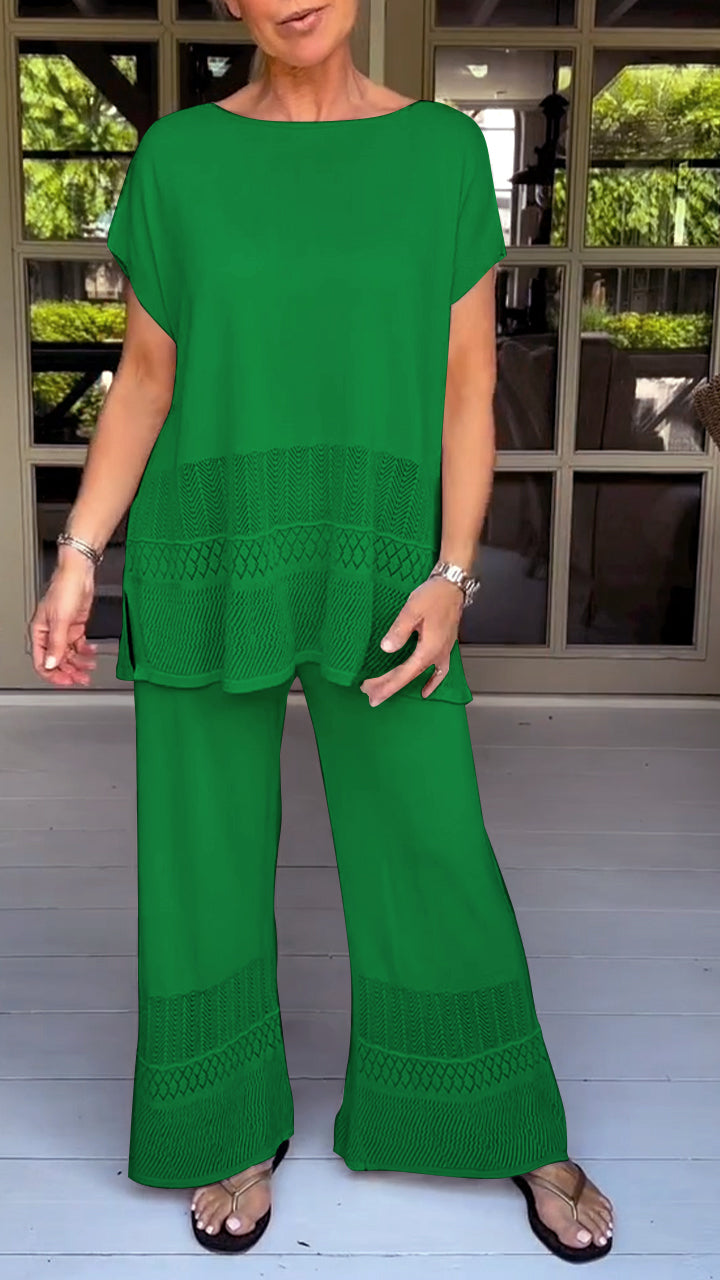 Two-piece Suit with Round Neck, Short Sleeves and Cutout Design-unitmotor™