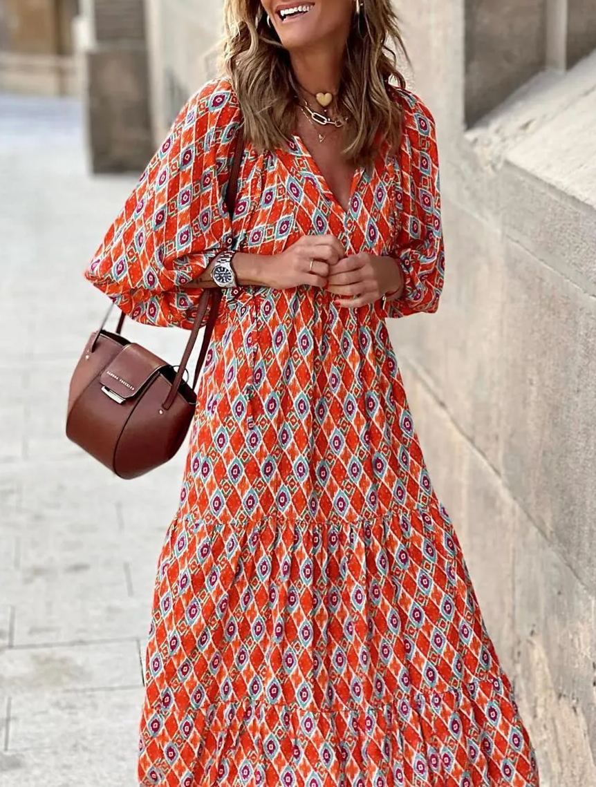 💥Special sale - Women's Puff Sleeve Floral Boho Maxi Dress