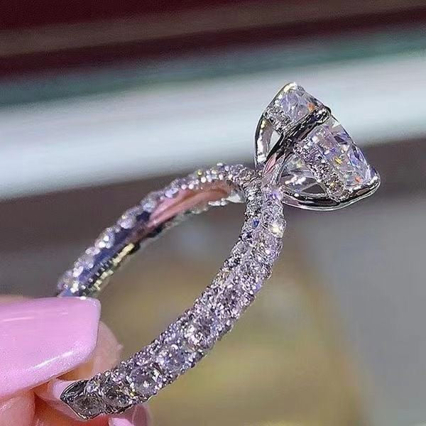 π₯925 Sterling Silver Full Star River Moissan Diamond Ring, Handmade with 266 Moissan Diamonds