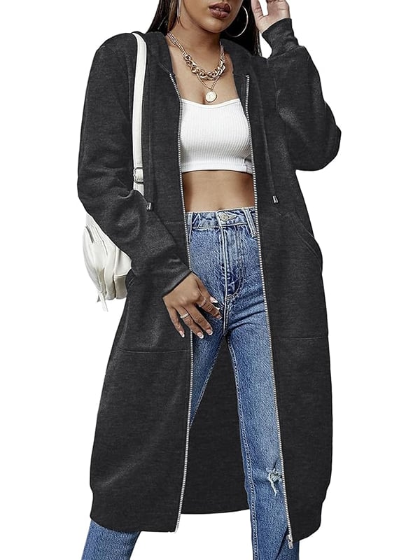 🔥🔥Women Casual Zip up Long Fleece Hoodie