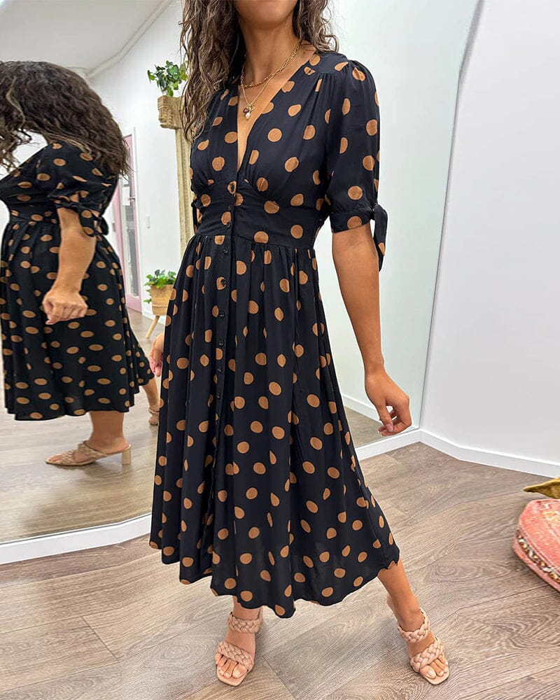 š„š·Last Day Promotion 48% OFF - šDeep V-neck polka-dot dress-unitmotorā¢