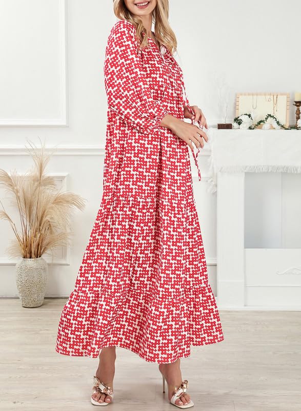 💥Special sale - Women's Puff Sleeve Floral Boho Maxi Dress