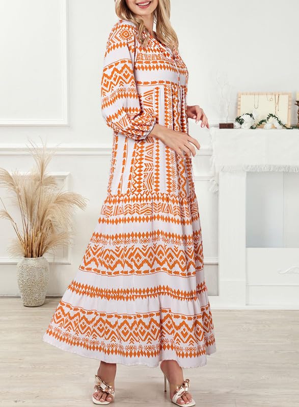 💥Special sale - Women's Puff Sleeve Floral Boho Maxi Dress
