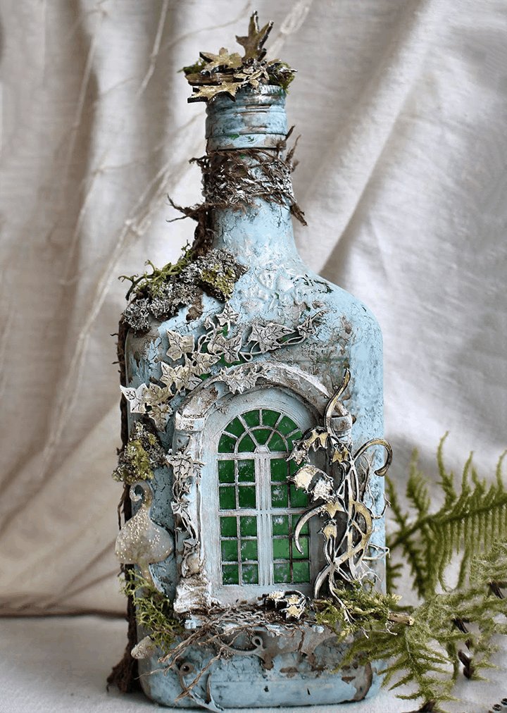 Altered Art Bottle - Mystical forest stories-unitmotor™