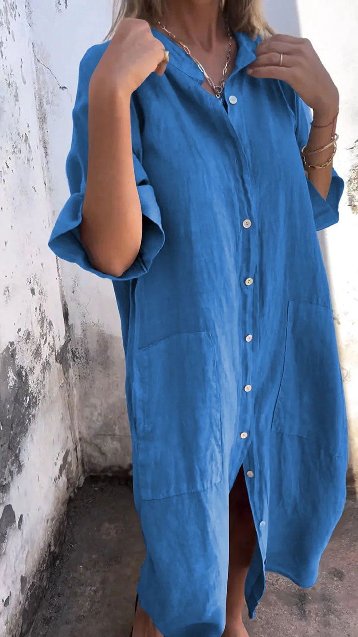 Shirt Style Casual Long Dress (Buy 2 Free Shipping)-unitmotor™