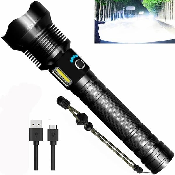 LED Rechargeable Tactical Laser Flashlight 90000 High Lumens-unitmotor™