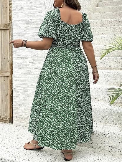 đź’—Plus Size Split Floral Print Boho Maxi Dress