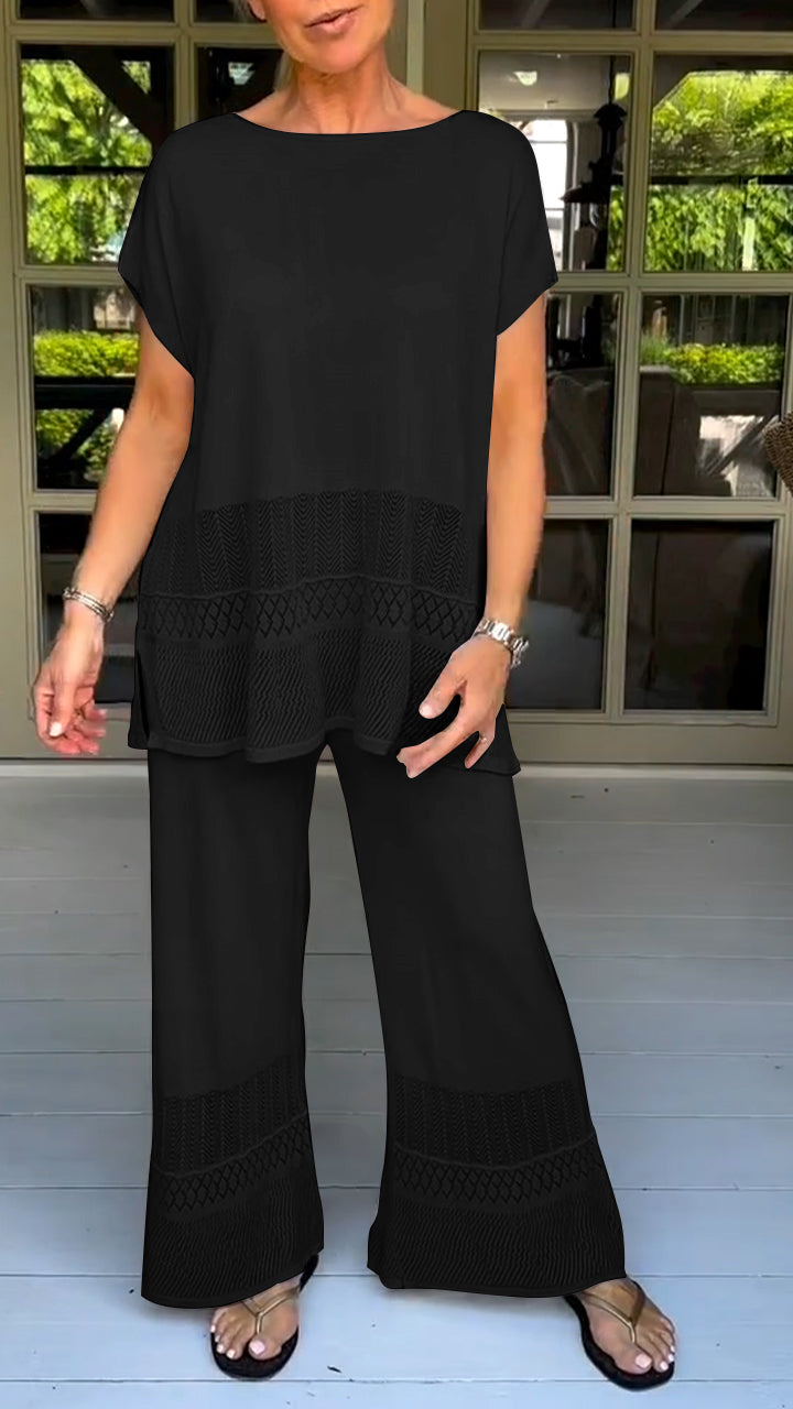 Two-piece Suit with Round Neck, Short Sleeves and Cutout Design-unitmotor™