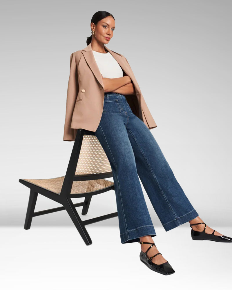 Cropped Wide-Leg Patch Pocket Jeans(Buy 2 Free Shipping)