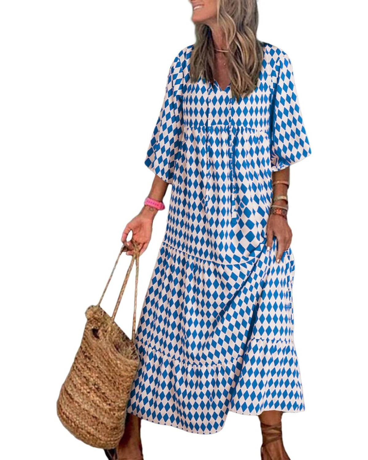 💥Special sale - Women's Puff Sleeve Floral Boho Maxi Dress