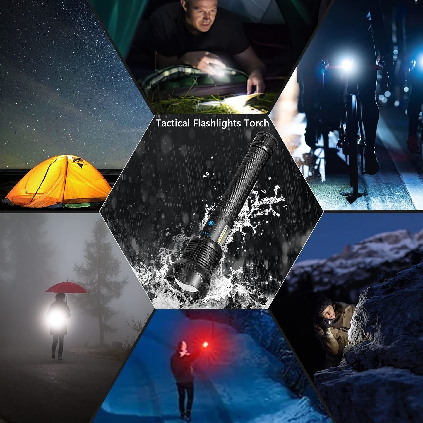 LED Rechargeable Tactical Laser Flashlight 90000 High Lumens-unitmotor™