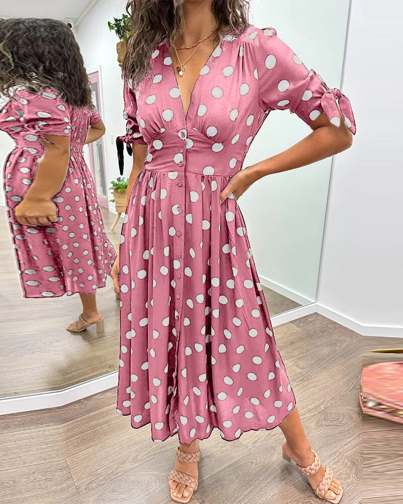 š„š·Last Day Promotion 48% OFF - šDeep V-neck polka-dot dress-unitmotorā¢