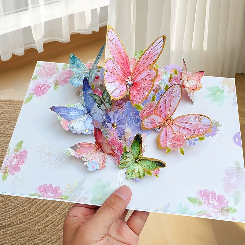 🦋 Vibrant 3D Butterfly & Daisy Pop-Up Greeting Card