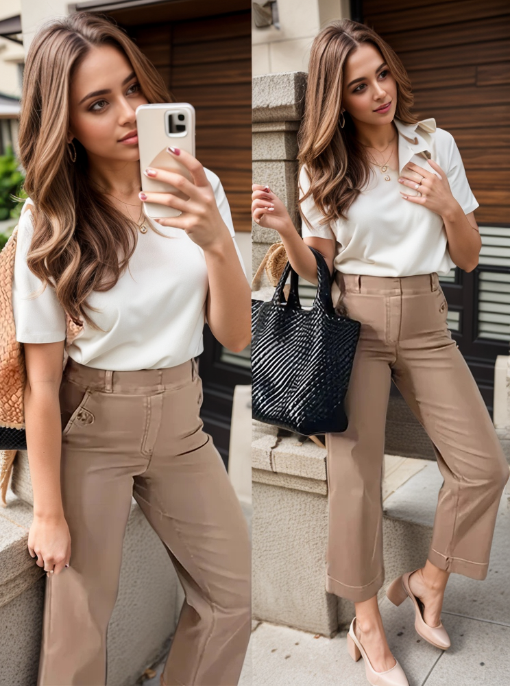 Tummy Control Twill Cropped Wide Leg Pant(Buy 2 Free Shipping)