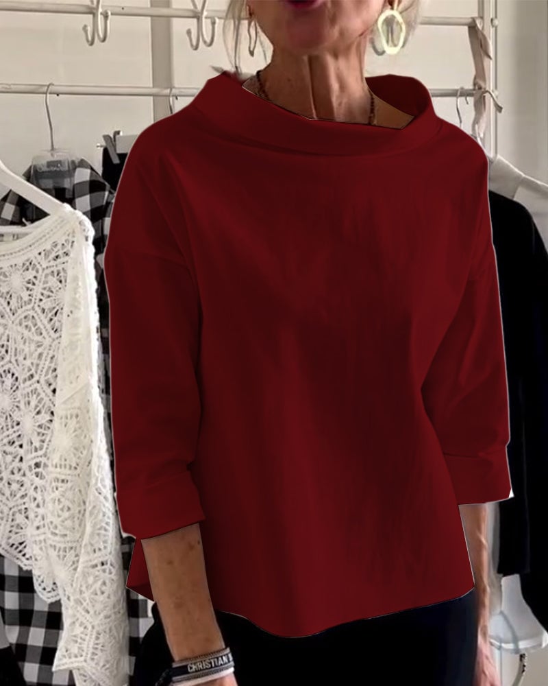 (BUY 2 FREE SHIPPING) Casual Wide Lapel Half Turtleneck Top-unitmotor™