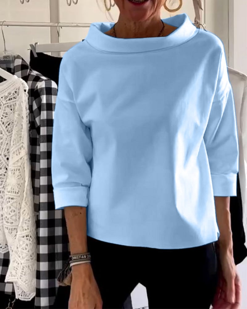 (BUY 2 FREE SHIPPING) Casual Wide Lapel Half Turtleneck Top-unitmotor™