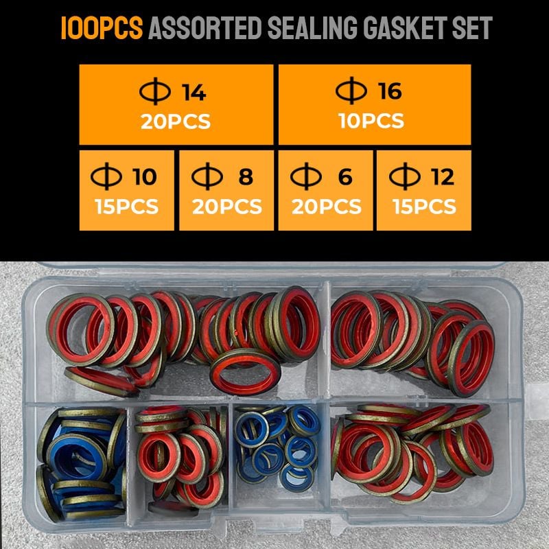 100pcs/ 245pcs Assorted Sealing Gasket Set-unitmotor™