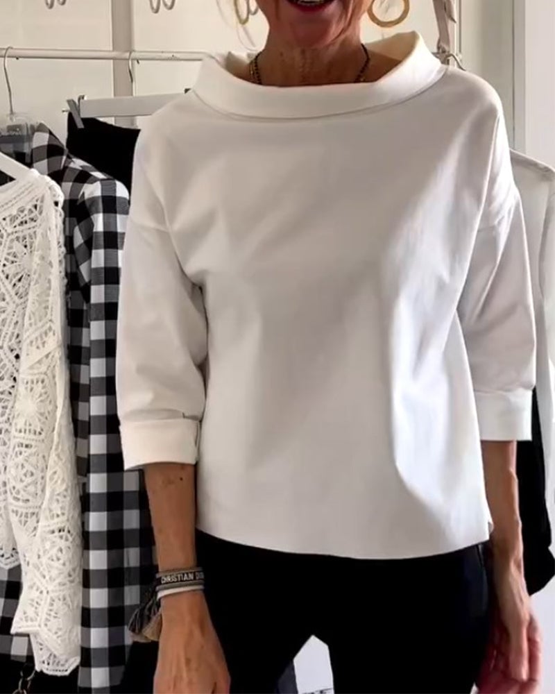 (BUY 2 FREE SHIPPING) Casual Wide Lapel Half Turtleneck Top-unitmotor™