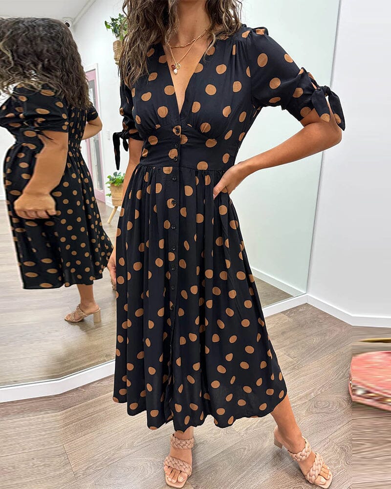 š„š·Last Day Promotion 48% OFF - šDeep V-neck polka-dot dress-unitmotorā¢