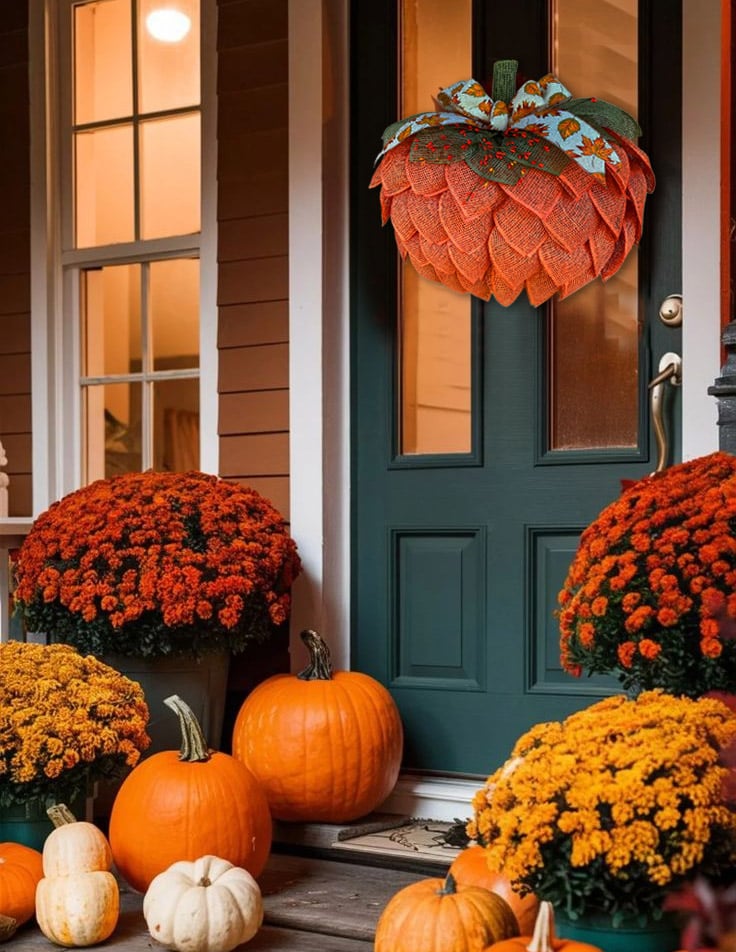 ๐ Farmhouse Pumpkin Wreath For Front Door