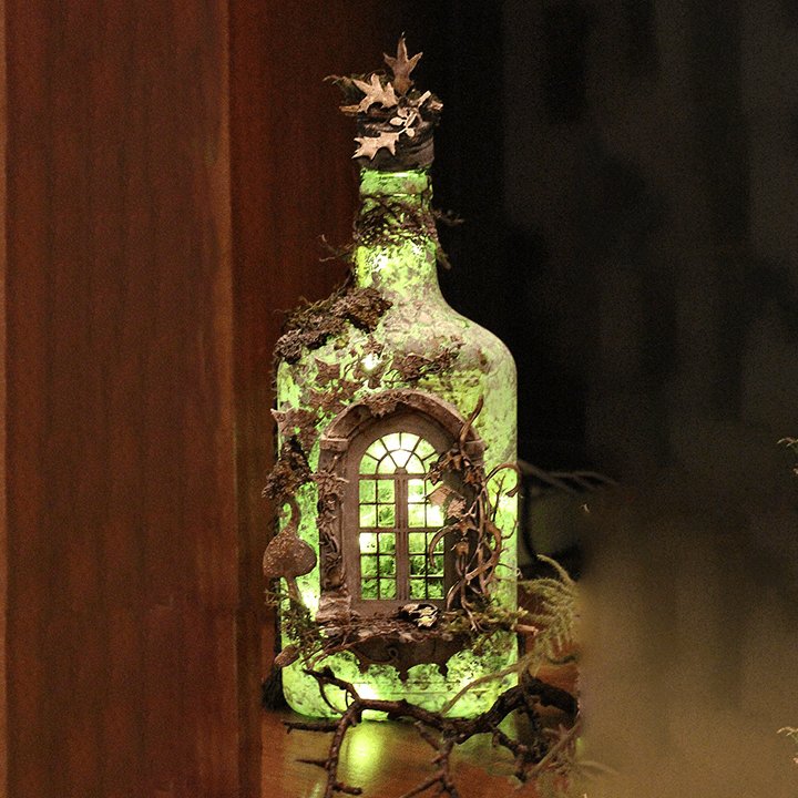 Altered Art Bottle - Mystical forest stories-unitmotor™