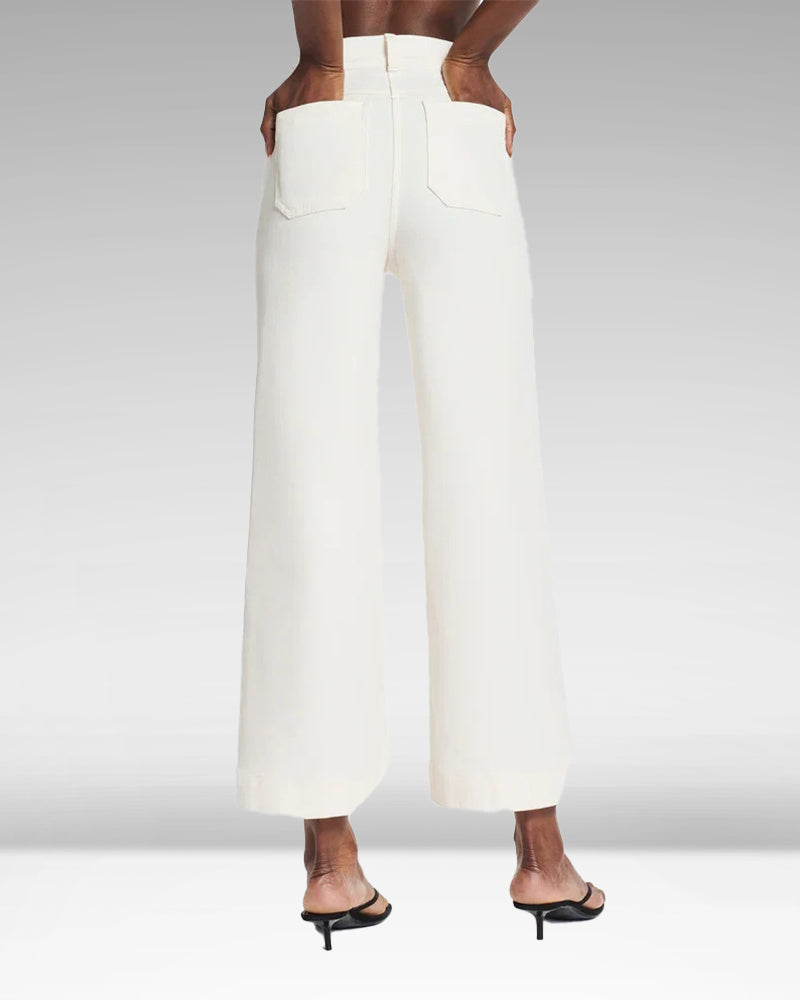 Cropped Wide-Leg Patch Pocket Jeans(Buy 2 Free Shipping)