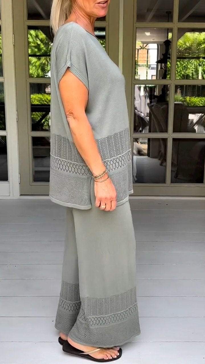 Two-piece Suit with Round Neck, Short Sleeves and Cutout Design-unitmotor™