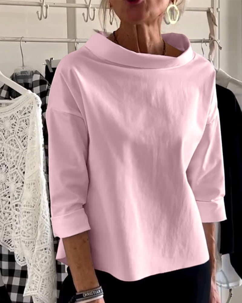 (BUY 2 FREE SHIPPING) Casual Wide Lapel Half Turtleneck Top-unitmotor™