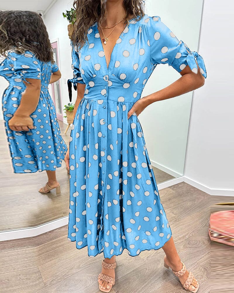 š„š·Last Day Promotion 48% OFF - šDeep V-neck polka-dot dress-unitmotorā¢