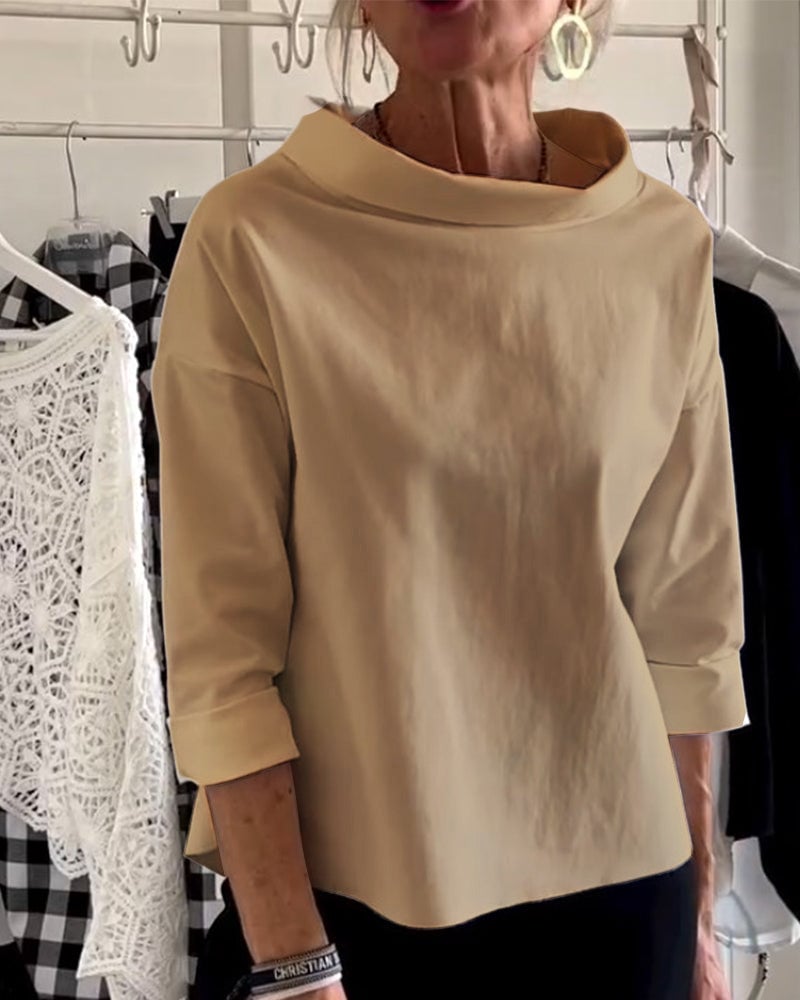 (BUY 2 FREE SHIPPING) Casual Wide Lapel Half Turtleneck Top-unitmotor™
