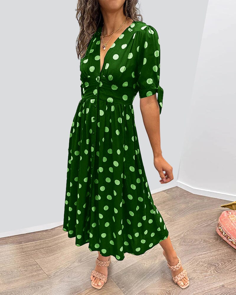 š„š·Last Day Promotion 48% OFF - šDeep V-neck polka-dot dress-unitmotorā¢