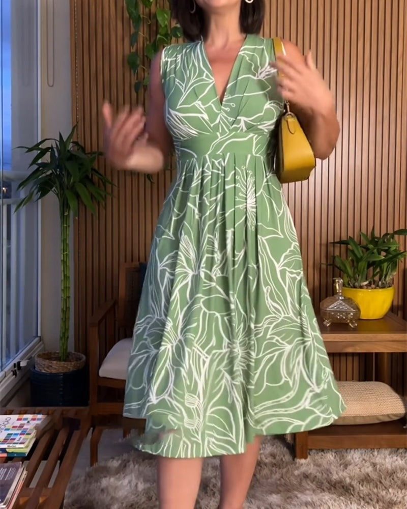 š„2024 New Best Sellerš„Sleeveless V-Neck Waist-Cinching Dress-unitmotorā¢