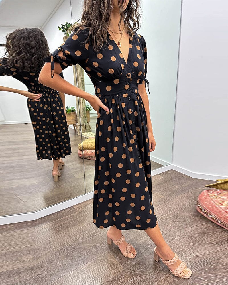 š„š·Last Day Promotion 48% OFF - šDeep V-neck polka-dot dress-unitmotorā¢