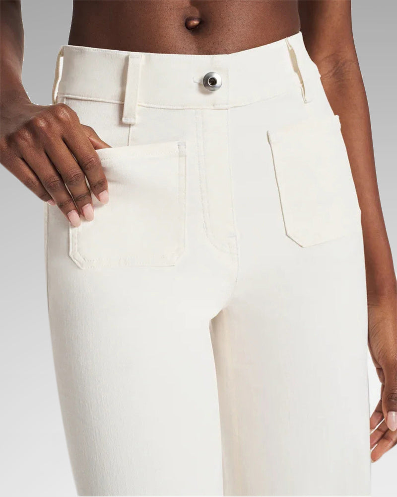Cropped Wide-Leg Patch Pocket Jeans(Buy 2 Free Shipping)