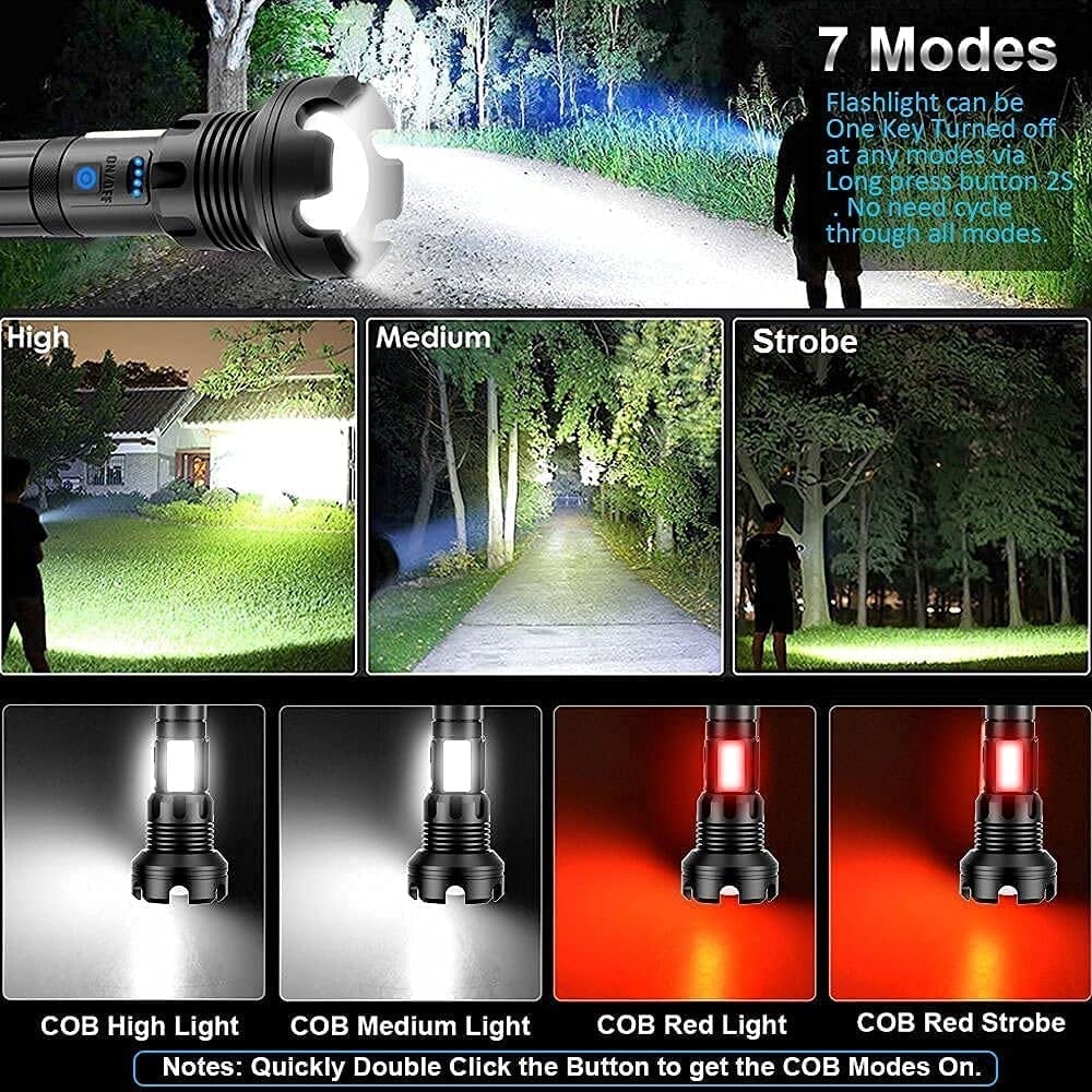 LED Rechargeable Tactical Laser Flashlight 90000 High Lumens-unitmotor™