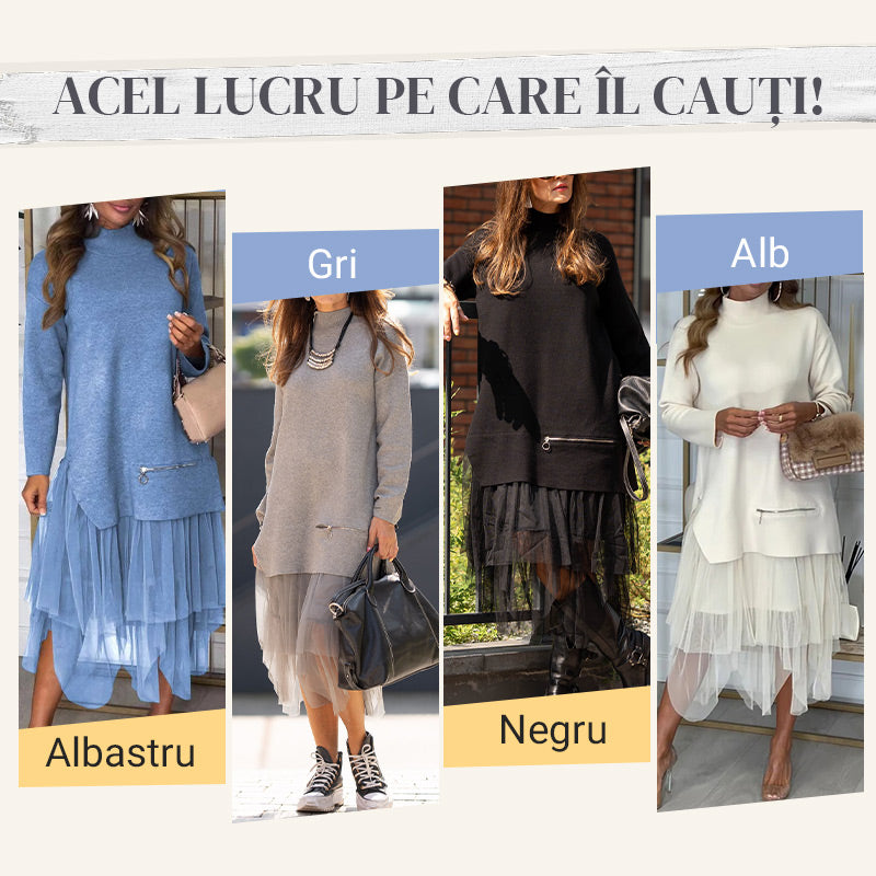 π Two-Piece Set: Long Sleeve Top and Tulle Skirt for Women