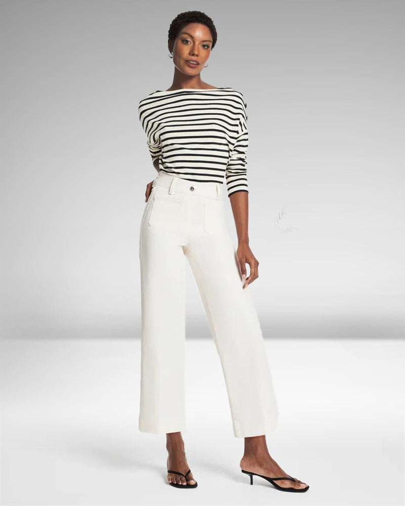 Cropped Wide-Leg Patch Pocket Jeans(Buy 2 Free Shipping)
