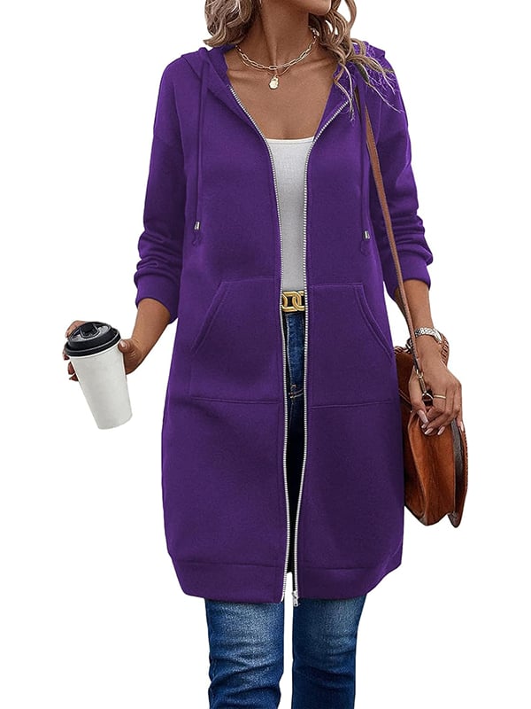🔥🔥Women Casual Zip up Long Fleece Hoodie