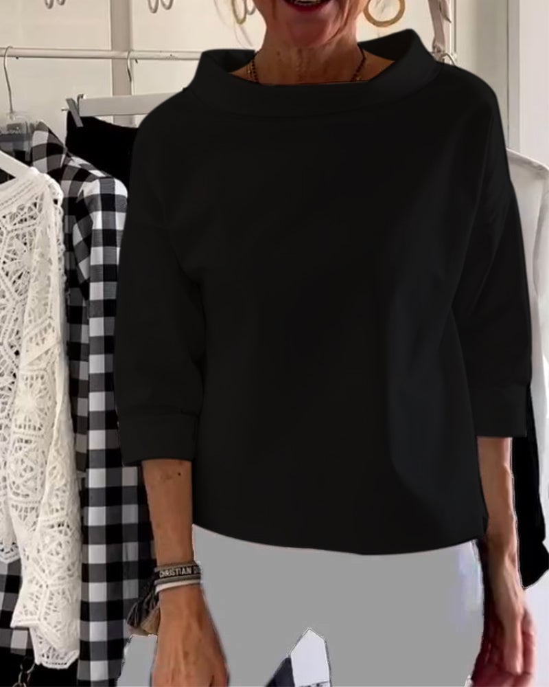 (BUY 2 FREE SHIPPING) Casual Wide Lapel Half Turtleneck Top-unitmotor™