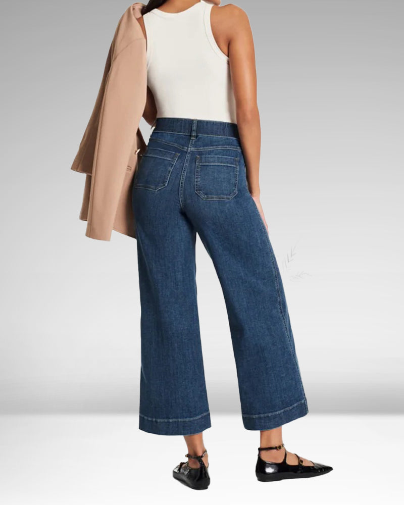 Cropped Wide-Leg Patch Pocket Jeans(Buy 2 Free Shipping)