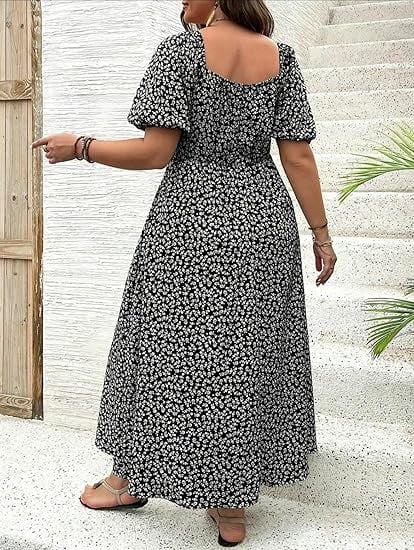 đź’—Plus Size Split Floral Print Boho Maxi Dress