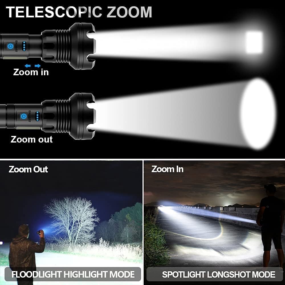 LED Rechargeable Tactical Laser Flashlight 90000 High Lumens-unitmotor™