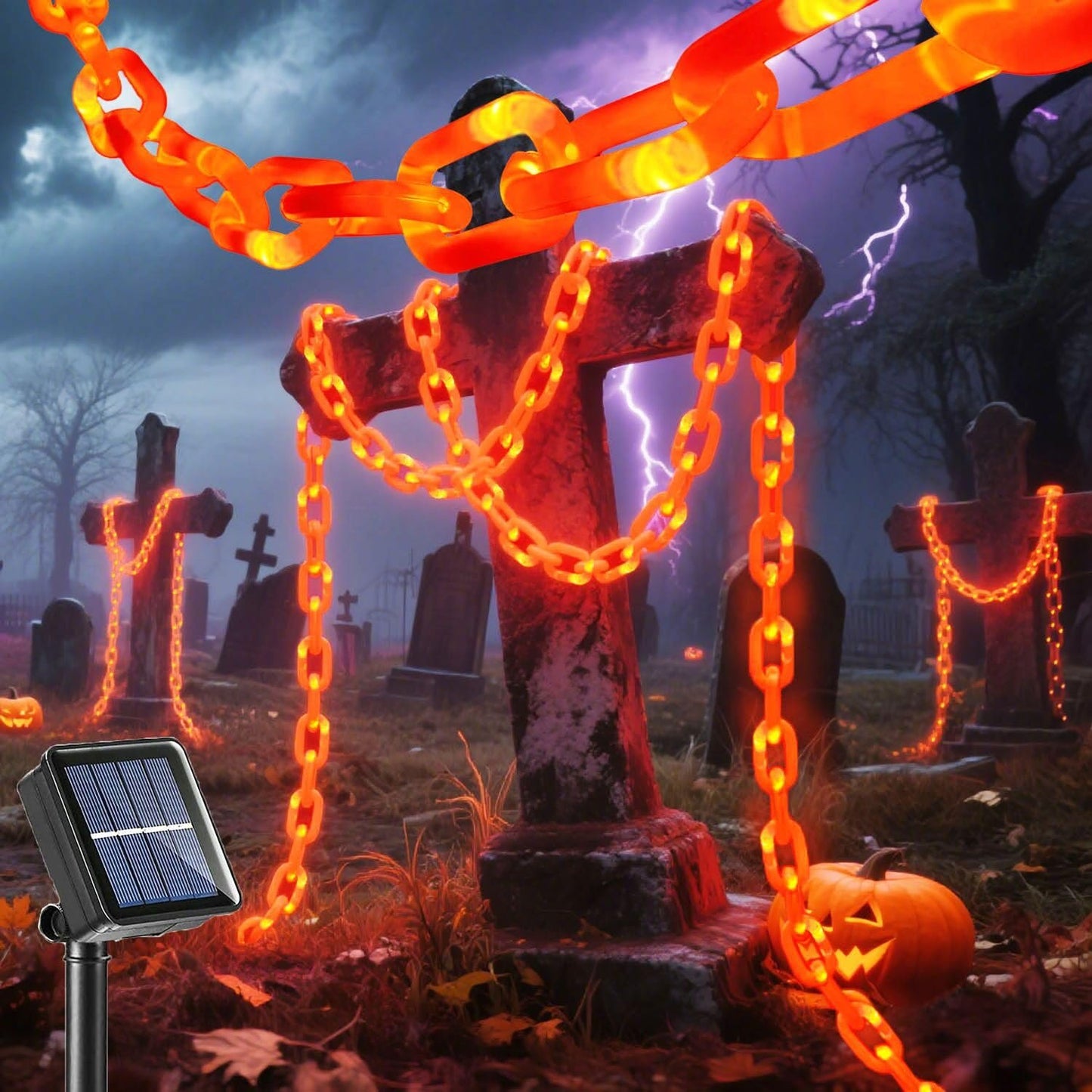 💥ON SALE💥Halloween Chain-Link String Lights, Waterproof✨🕯️